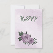 Romantische violette Blumen Grün Blätter Hochzeit RSVP Karte (Rückseite)