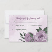 Romantische violette Blumen Grün Blätter Hochzeit RSVP Karte (Vorderseite)