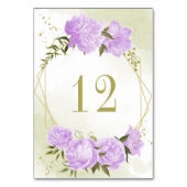 Romantische violette Blumen grün gold geometrisch Tischnummer (Vorderseite)