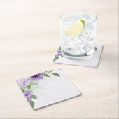 Romantische violette Blumen grüne Blätter botanisc Rechteckiger Pappuntersetzer (Vor Ort)