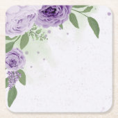 Romantische violette Blumen grüne Blätter botanisc Rechteckiger Pappuntersetzer (Vorderseite)
