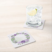 Romantische violette Blumen grüne Blätter botanisc Rechteckiger Pappuntersetzer (Vor Ort)