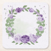 Romantische violette Blumen grüne Blätter botanisc Rechteckiger Pappuntersetzer (Vorderseite)