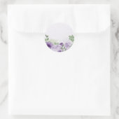 Romantische violette Blumen grüne Blätter botanisc Runder Aufkleber (Tasche)