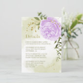 romantische violette Blumen, grüne Details Begleitkarte (Stehend Vorderseite)