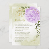 romantische violette Blumen, grüne Details Begleitkarte (Vorne/Hinten)