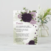 romantische violette Blumen, grüne Details Begleitkarte (Stehend Vorderseite)