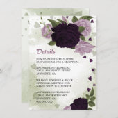 romantische violette Blumen, grüne Details Begleitkarte (Vorne/Hinten)