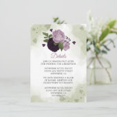 romantische violette Blumen, grüne Details Begleitkarte (Stehend Vorderseite)