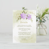romantische violette Blumen, grüne Details Begleitkarte (Stehend Vorderseite)
