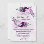Romantische violette Blumen Grüne Hochzeit Einladung (Vorderseite)