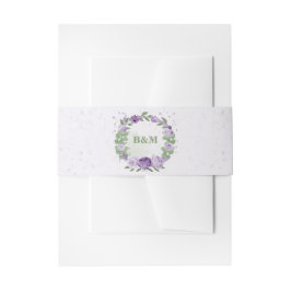 romantische violette Blumen Grüne Hochzeit Einladungsbanderole