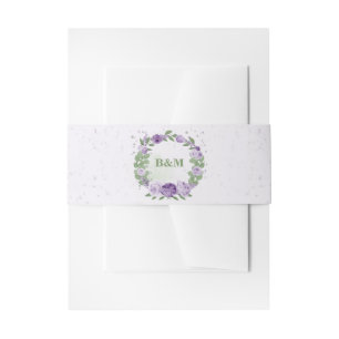 romantische violette Blumen Grüne Hochzeit Einladungsbanderole