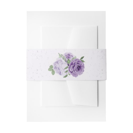 romantische violette Blumen Grüne Hochzeit Einladungsbanderole (Vorderseite Beispiel)