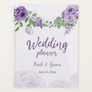 romantische violette Blumen Grüne Hochzeit Planer