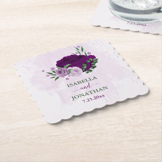 Romantische violette Blumen Grüne Hochzeit Untersetzer (angewinkelt)