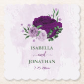 Romantische violette Blumen Grüne Hochzeit Untersetzer (Vorderseite)