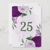 Romantische violette Blumen Grünkarte Tischnummer (Rückseite)