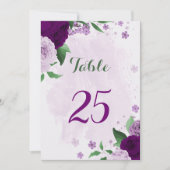 Romantische violette Blumen Grünkarte Tischnummer (Vorderseite)