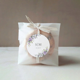 Romantische violette Blumen Hochzeit Klassisch Run Runder Aufkleber