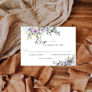 Romantische violette Blumen Hochzeits-RSVP-Karte RSVP Karte