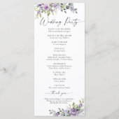 Romantische violette Blumen Hochzeitsprogramm Programm (Rückseite)