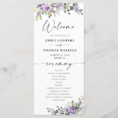 Romantische violette Blumen Hochzeitsprogramm Programm (Vorderseite)