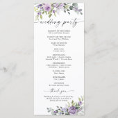 Romantische violette Blumen Hochzeitsprogramm Programm (Rückseite)