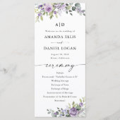 Romantische violette Blumen Hochzeitsprogramm Programm (Vorderseite)