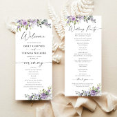 Romantische violette Blumen Hochzeitsprogramm Programm