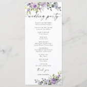 Romantische violette Blumen Hochzeitsprogramm Programm (Rückseite)