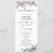 Romantische violette Blumen Hochzeitsprogramm Programm (Vorderseite)