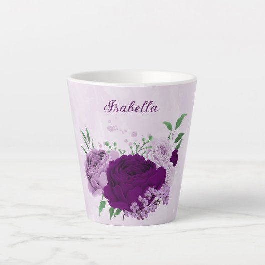 Romantische violette Blumen Milchtasse (Vorderseite)