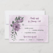 Romantische, violette Blumen RSVP Karte (Vorderseite)