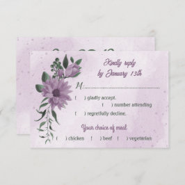 Romantische, violette Blumen RSVP Karte