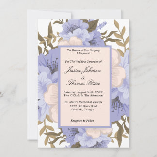Romantische Violette & Sage Botanische Blumenhochz Einladung