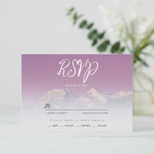Romantische violette Sonnenuntergangs-Schneebedeck RSVP Karte