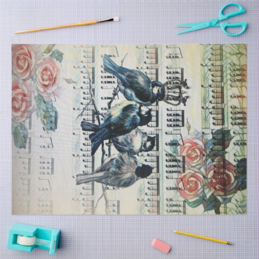 Romantische Vögel auf dem Zweig Seidenpapier (Basteln)