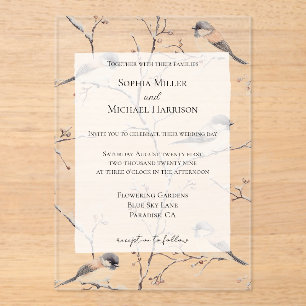 Romantische Vögel bei einer Baumhochzeit Acryleinladungen