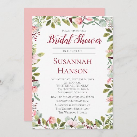 Romantische Volkswirtschaften und Eukalyptus-Braut Einladung (Vorne/Hinten)