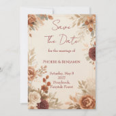 Romantische Wald-Blumenhochzeit Save The Date (Vorderseite)