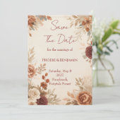 Romantische Wald-Blumenhochzeit Save The Date (Stehend Vorderseite)