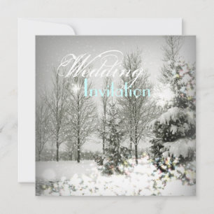 Romantische Wälder Weihnachtsbäume Winter Hochzeit Einladung