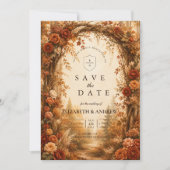 Romantische Waldhochzeit im Herbst Save The Date (Vorderseite)