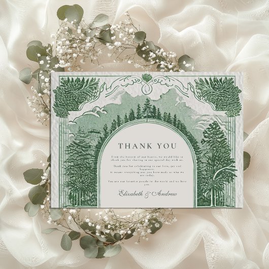 Romantische Waldlandschaft Dankeskarte