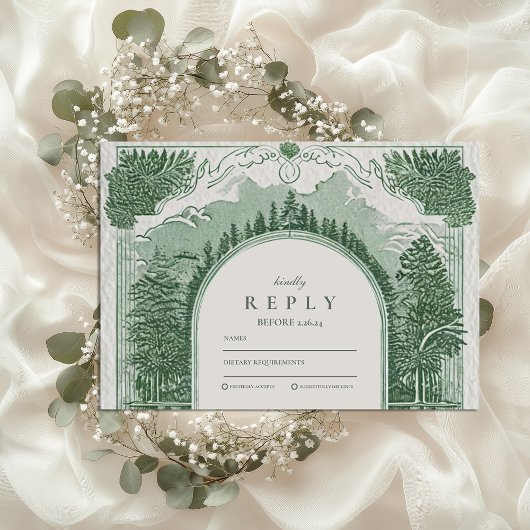 Romantische Waldlandschaft RSVP Karte