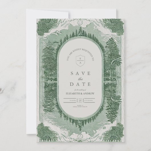 Romantische Waldlandschaft Save The Date (Vorderseite)