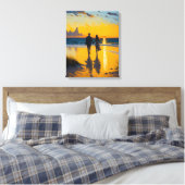 Romantische Wanderung, Paar auf der Strandlandscha Leinwanddruck (Insitu (Schlafzimmer))