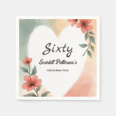 Romantische Wasserfarbe Blumendusty 60. Geburtstag Serviette (Vorderseite)