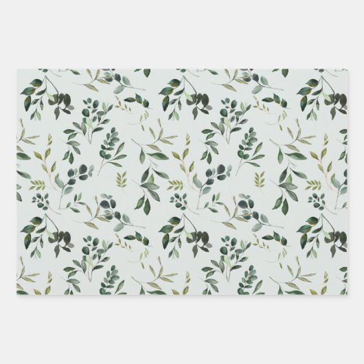 Romantische Wasserfarbe Botanische Vegetation Geschenkpapier Set (Vorderseite 3)